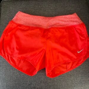 Nike Dr-Fit Women's Orange Athletic Lined Running Shorts with Zipper Pocket